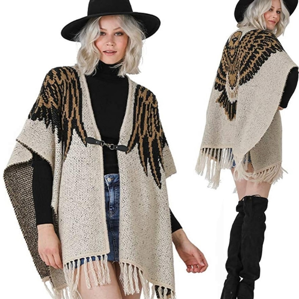 Boutique Eagle Sweater Poncho sz S/M